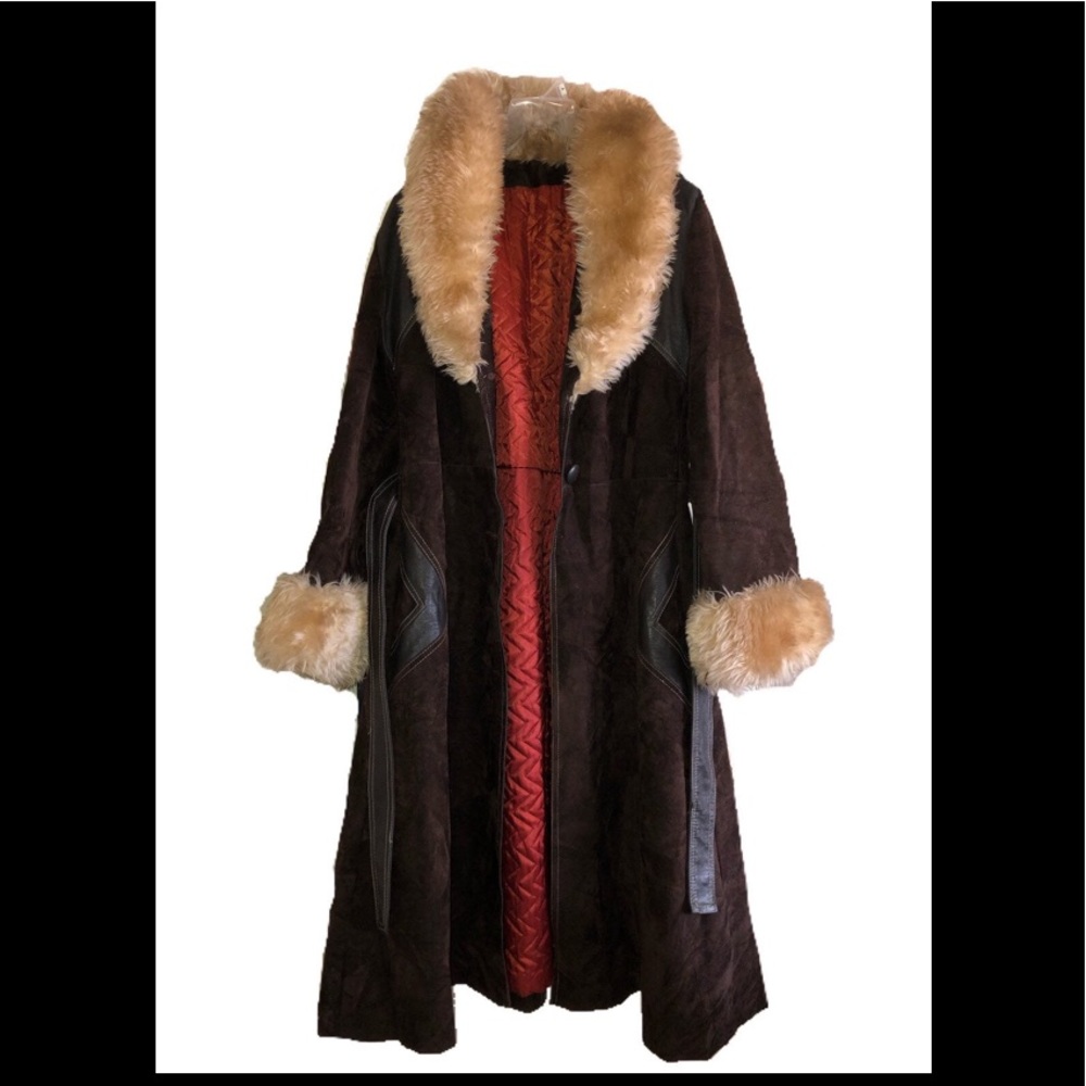 Vintage Penny Lane Style Suede and Faux Fur Coat